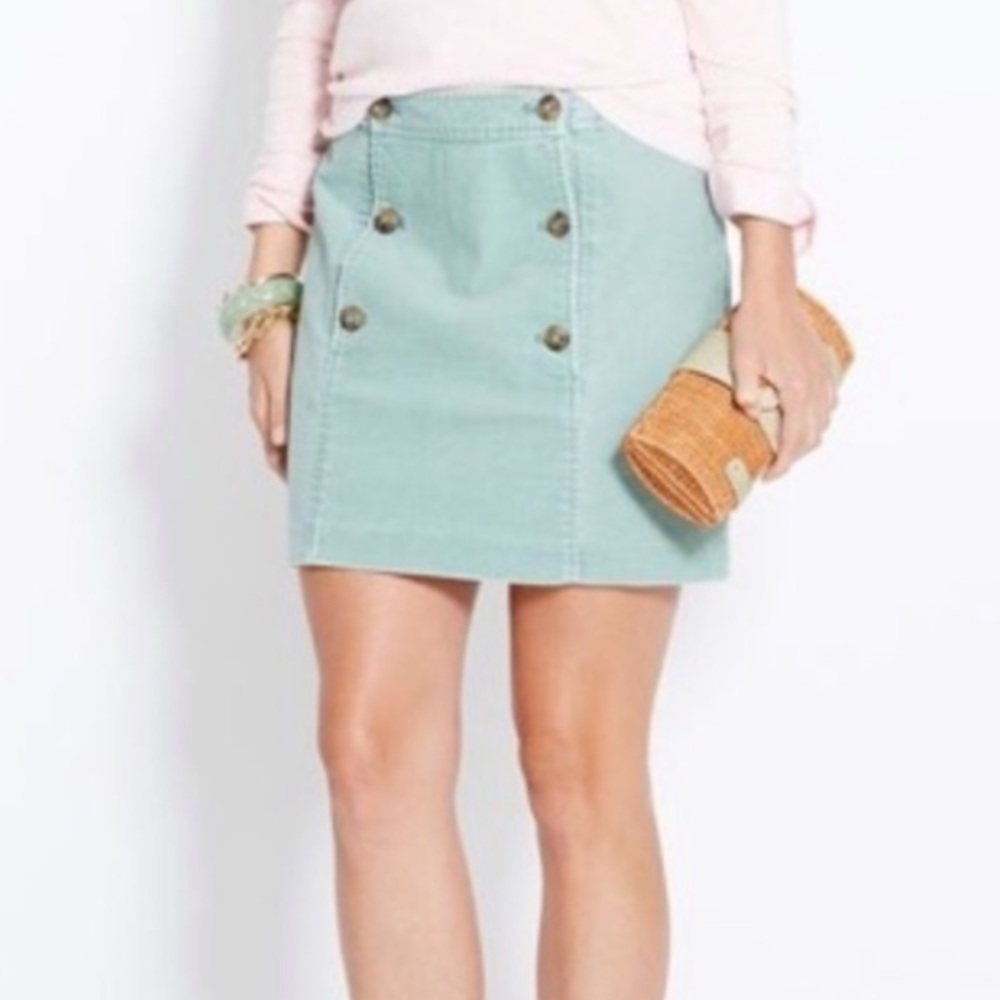 Vineyard Vines Corduroy Mint Button Skirt